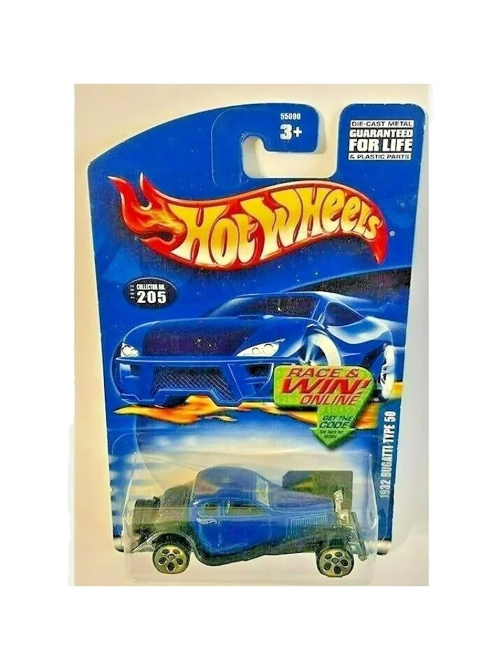 Vintage Die Cast Hot Wheels 2001 1932 Bugatti Type 50 Car Collector No 205 Blue